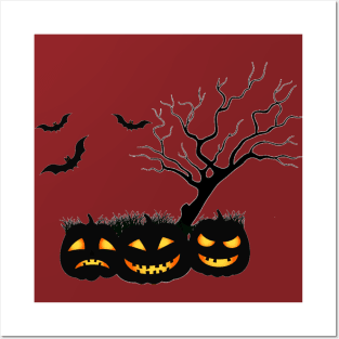 Halloween Season Scary Pumking Evil Tree Posters and Art